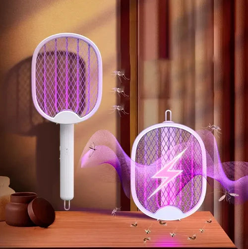 Raquete Mata-Mosquito Elétrica Com Ions de Atração